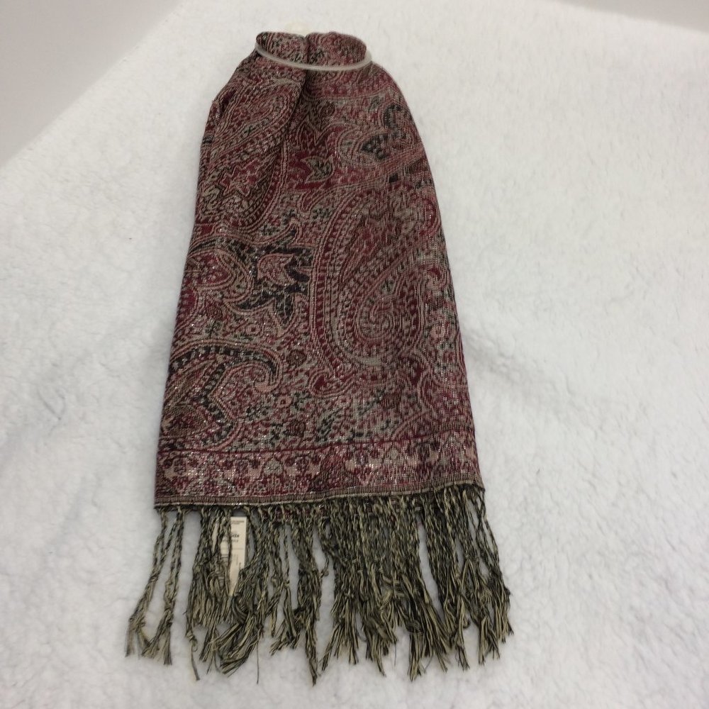 New Paisley Scarf/Wrap new with tags 99% Polyester 4% Metallic Flattering Wrap